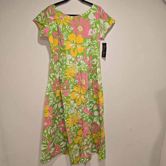 True Vintage 60s 70s Deadstock Midi Dress Floral Mod Psychedelic Retro GoGo Larg - Picture 1 of 13